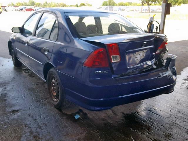 1HGES16304L002957 - 2004 HONDA CIVIC DX V BLUE photo 3