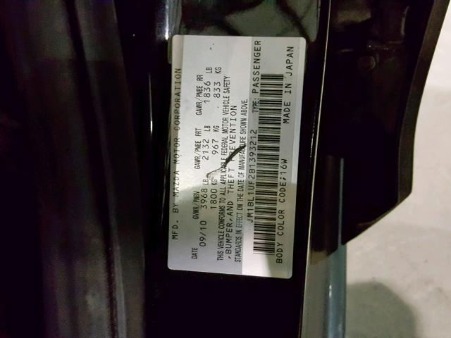 JM1BL1UF2B1393212 - 2011 MAZDA 3 I BLACK photo 10