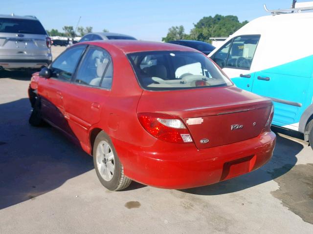 KNADC123826164874 - 2002 KIA RIO RED photo 3