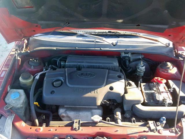 KNADC123826164874 - 2002 KIA RIO RED photo 7