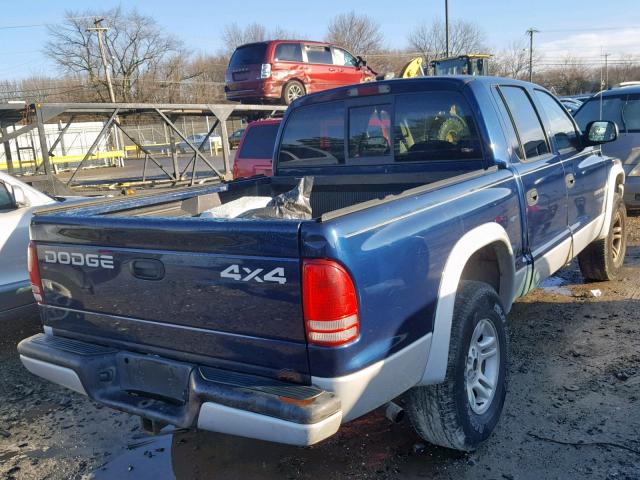 1B7HG48N22S619468 - 2002 DODGE DAKOTA QUA BLUE photo 4