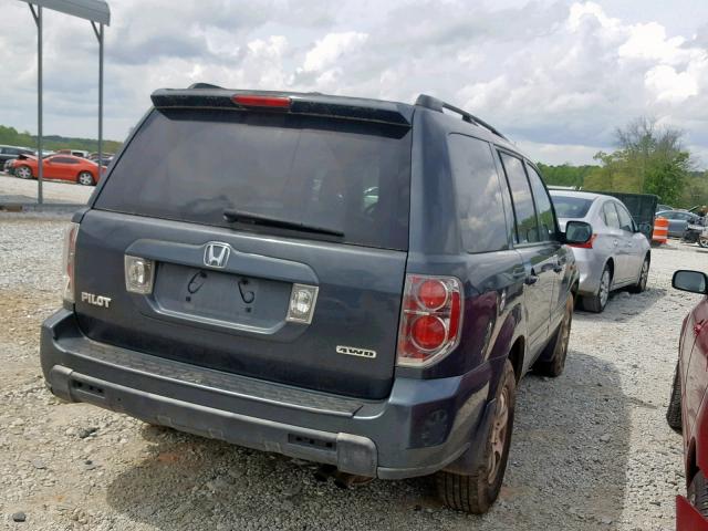 2HKYF18566H538639 - 2006 HONDA PILOT EX BLUE photo 4