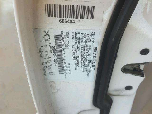 2MEFM75V87X627938 - 2007 MERCURY GRAND MARQ WHITE photo 10