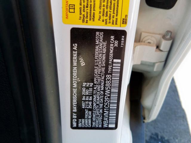 WBAVM1C52FVW58838 - 2015 BMW X1 SDRIVE28I  photo 10