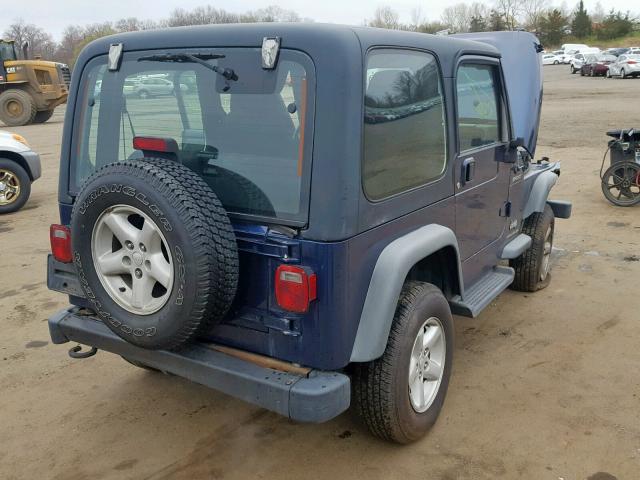 1J4FA49S03P317401 - 2003 JEEP WRANGLER / BLUE photo 4