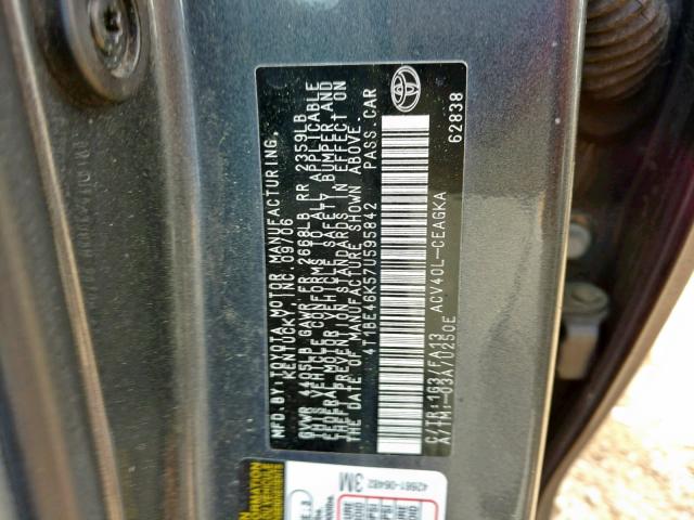 4T1BE46K57U595842 - 2007 TOYOTA CAMRY NEW CHARCOAL photo 10