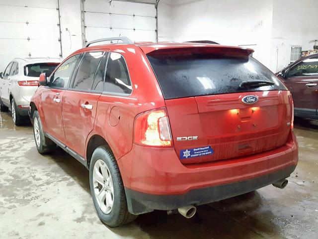 2FMDK3JCXBBA22963 - 2011 FORD EDGE SEL RED photo 3