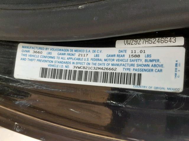 3VWCB21C32M426662 - 2002 VOLKSWAGEN NEW BEETLE Qara foto 10