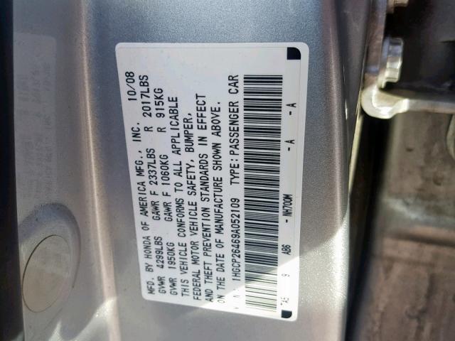 1HGCP26469A052109 - 2009 HONDA ACCORD LXP BLACK photo 10