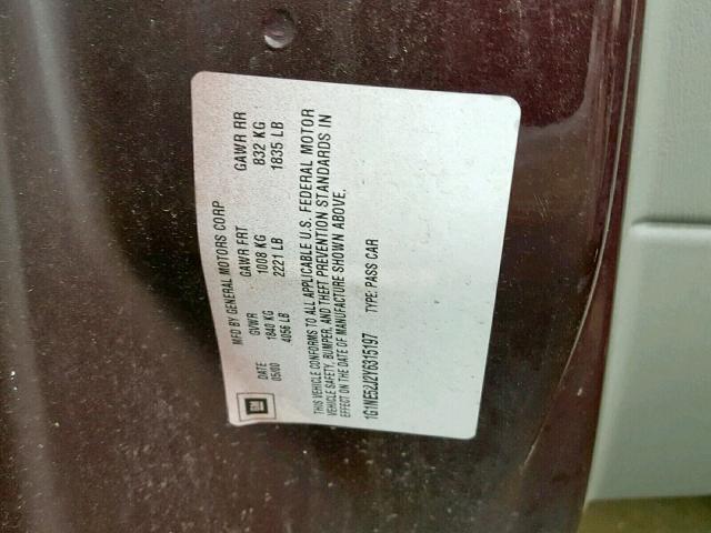 1G1NE52J2Y6315197 - 2000 CHEVROLET MALIBU LS იასამნისფერი ფოტო 10