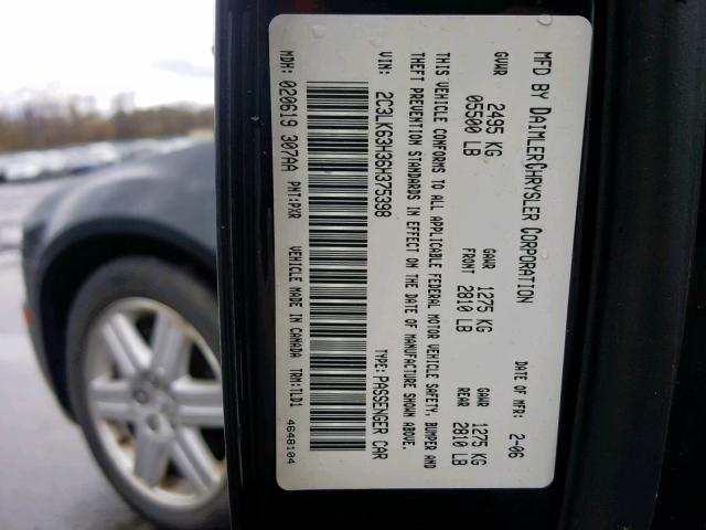 2C3LK63H36H375398 - 2006 CHRYSLER 300C BLACK photo 10