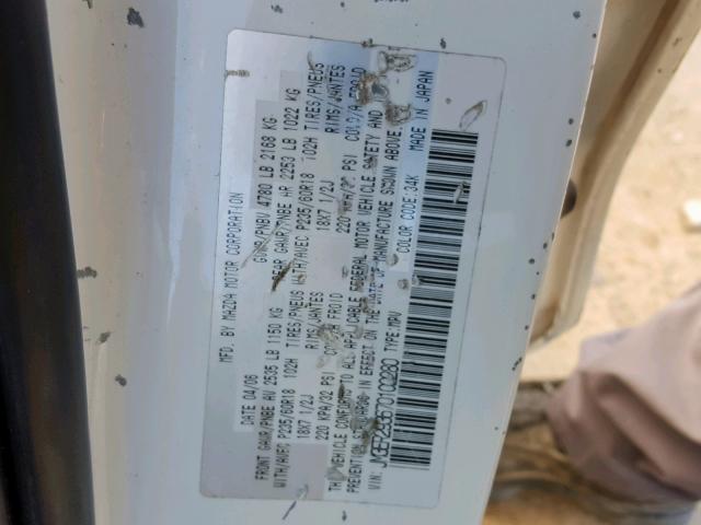 JM3ER293670102280 - 2007 MAZDA CX-7 WHITE photo 10