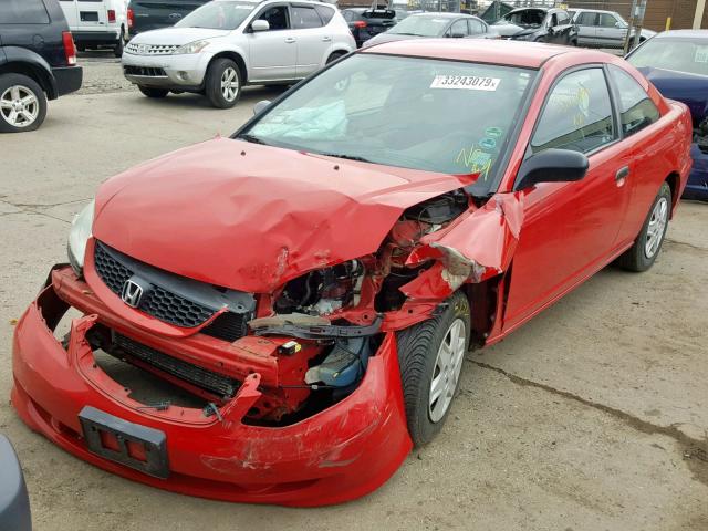 1HGEM22165L069701 - 2005 HONDA CIVIC DX V RED photo 2