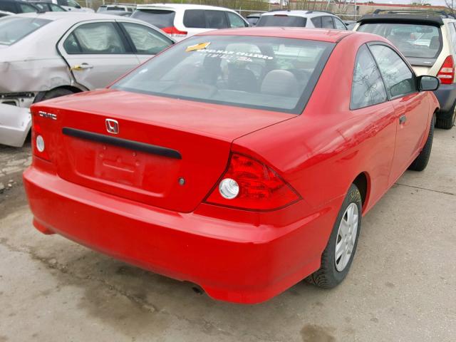 1HGEM22165L069701 - 2005 HONDA CIVIC DX V RED photo 4