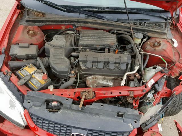 1HGEM22165L069701 - 2005 HONDA CIVIC DX V RED photo 7