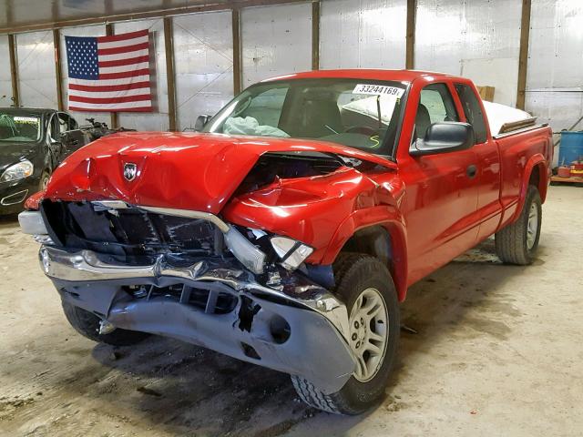 1D7HG42K34S665057 - 2004 DODGE DAKOTA SLT RED photo 2