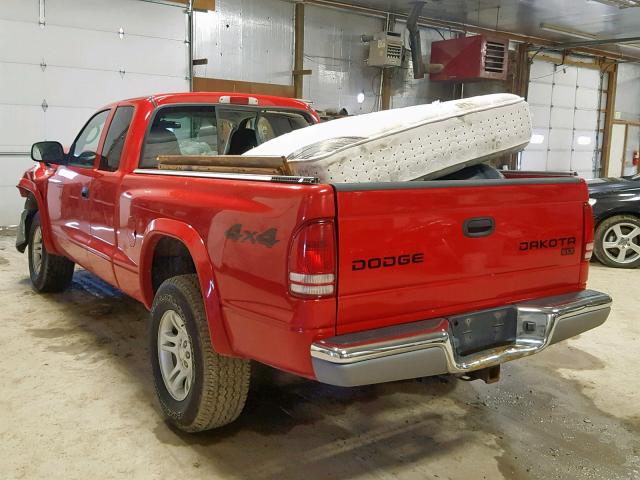 1D7HG42K34S665057 - 2004 DODGE DAKOTA SLT RED photo 3