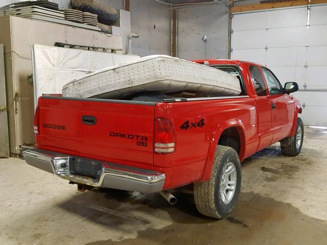 1D7HG42K34S665057 - 2004 DODGE DAKOTA SLT RED photo 4