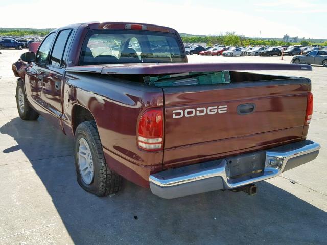 1B7GL2AN41S111216 - 2001 DODGE DAKOTA QUA MAROON photo 3