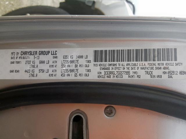 3C63RRGL7DG577995 - 2013 RAM 3500 ST  photo 10