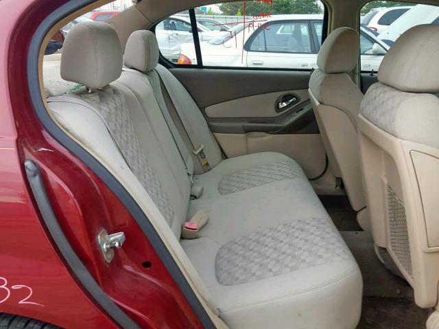 1G1ZT54875F169621 - 2005 CHEVROLET MALIBU LS RED photo 6