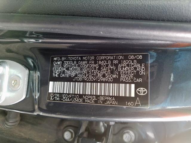 JTDBT903091298930 - 2009 TOYOTA YARIS  photo 10