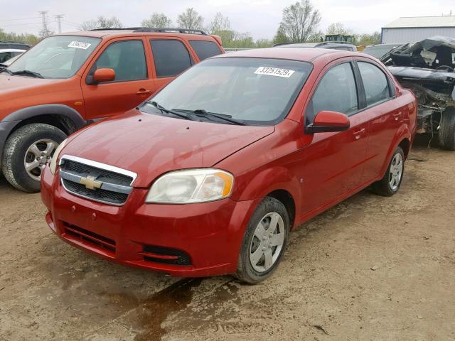 KL1TD56E59B379037 - 2009 CHEVROLET AVEO LS RED photo 2