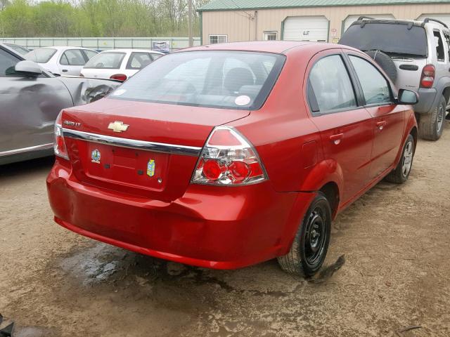 KL1TD56E59B379037 - 2009 CHEVROLET AVEO LS RED photo 4