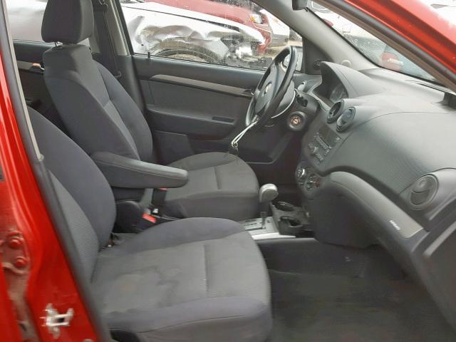 KL1TD56E59B379037 - 2009 CHEVROLET AVEO LS RED photo 5