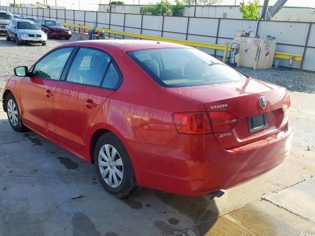 3VW2K7AJ7EM224211 - 2014 VOLKSWAGEN JETTA BASE RED photo 3