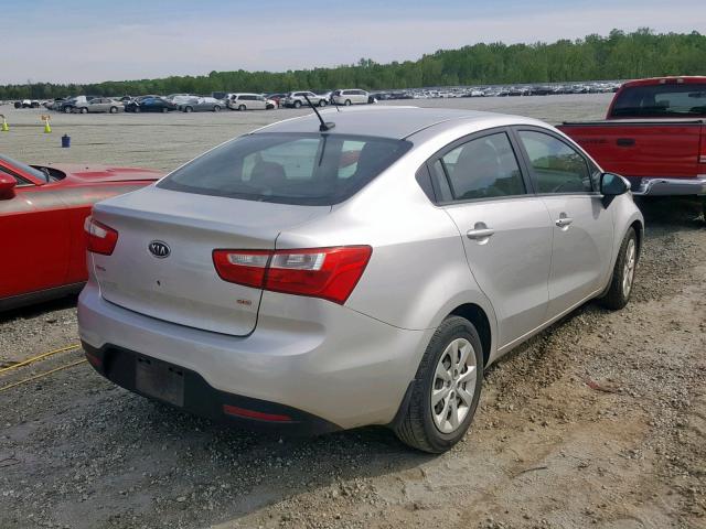 KNADM4A3XD6121379 - 2013 KIA RIO LX SILVER photo 4