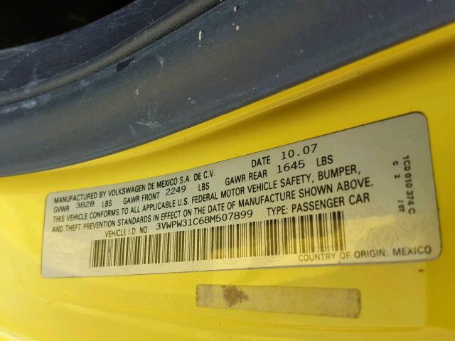 3VWPW31C68M507899 - 2008 VOLKSWAGEN NEW BEETLE Sarı foto 10