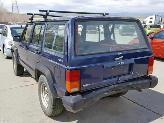 1J4FJ28S3TL315932 - 1996 JEEP CHEROKEE S BLUE photo 3