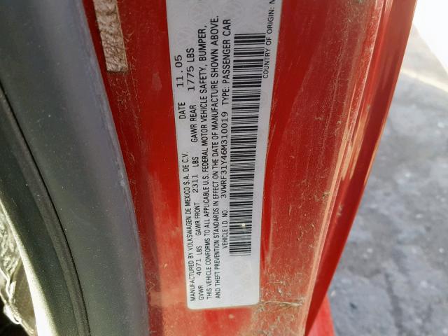 3VWRF31Y46M310019 - 2006 VOLKSWAGEN NEW BEETLE Qırmızı foto 10