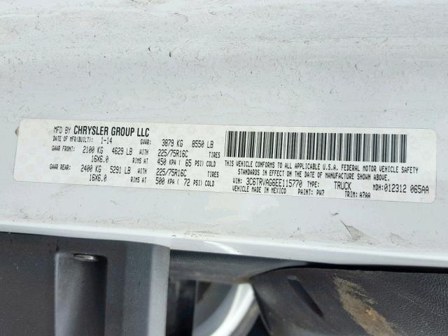 3C6TRVAG6EE115770 - 2014 RAM PROMASTER 白色 照片 10