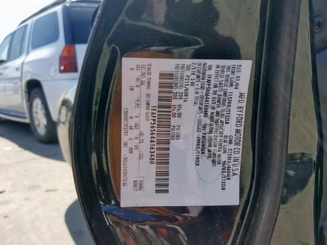 1FAFP56S64A163480 - 2004 FORD TAURUS SEL BLACK photo 10