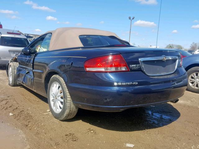 1C3EL55U91N588124 - 2001 CHRYSLER SEBRING LX BLUE photo 3