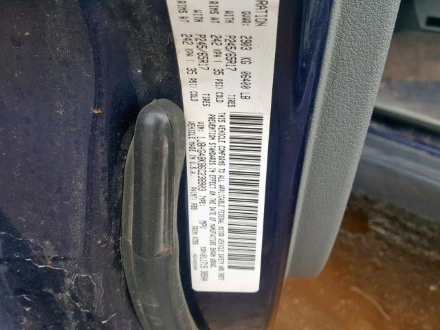 1J8HG48K86C238903 - 2006 JEEP COMMANDER BLUE photo 10