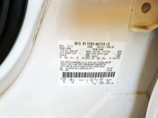 2FMDK3KC5BBA81577 - 2011 FORD EDGE LIMIT WHITE photo 10