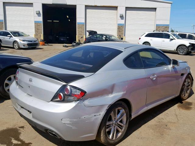 KMHHM66D38U268948 - 2008 HYUNDAI TIBURON GS SILVER photo 4