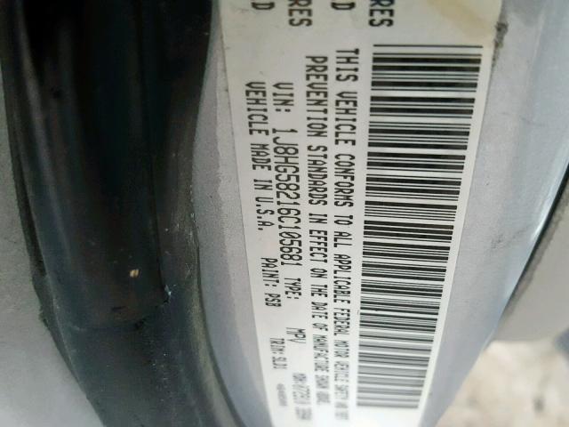 1J8HG58216C105681 - 2006 JEEP COMMANDER SILVER photo 10