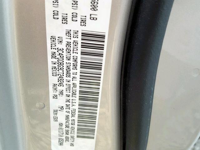 3C4PDDBG9CT249246 - 2012 DODGE JOURNEY SX Plata foto 10