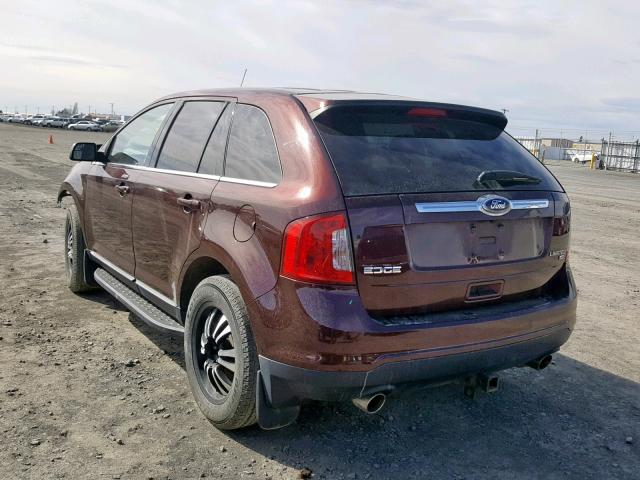 2FMDK4KCXCBA23438 - 2012 FORD EDGE LIMIT BURGUNDY photo 3