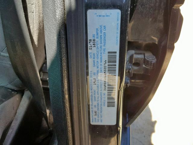 3VWRB81H6WM220766 - 1998 VOLKSWAGEN JETTA GL BLACK photo 10