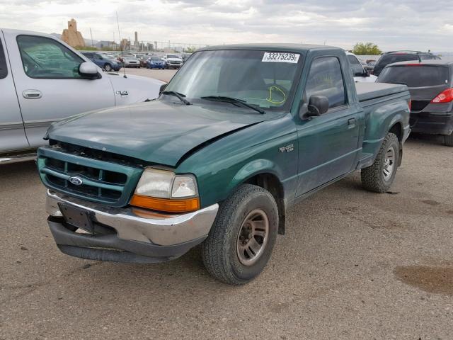 1FTYR10C6XPA05004 - 1999 FORD RANGER GREEN photo 2