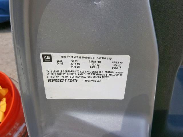 2G2WS522141125779 - 2004 PONTIAC GRAND PRIX 银色 照片 10