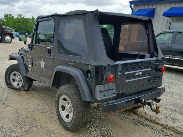 1J4FA49S91P363886 - 2001 JEEP WRANGLER / BLACK photo 3