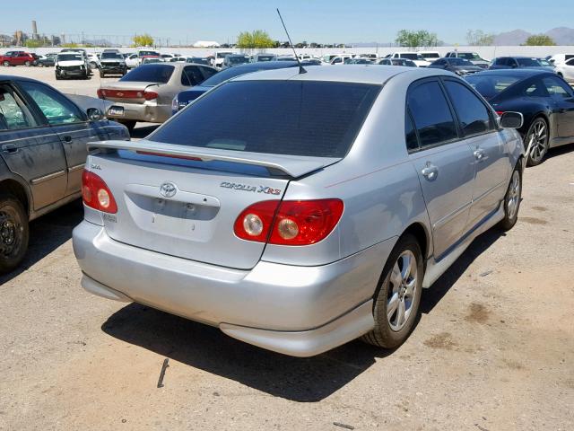 2T1BY30E15C337224 - 2005 TOYOTA COROLLA XR SILVER photo 4