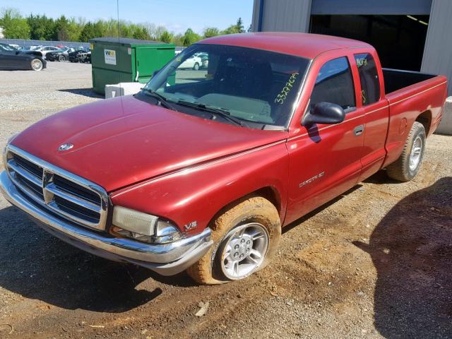 1B7GL22X2XS293247 - 1999 DODGE DAKOTA MAROON photo 2