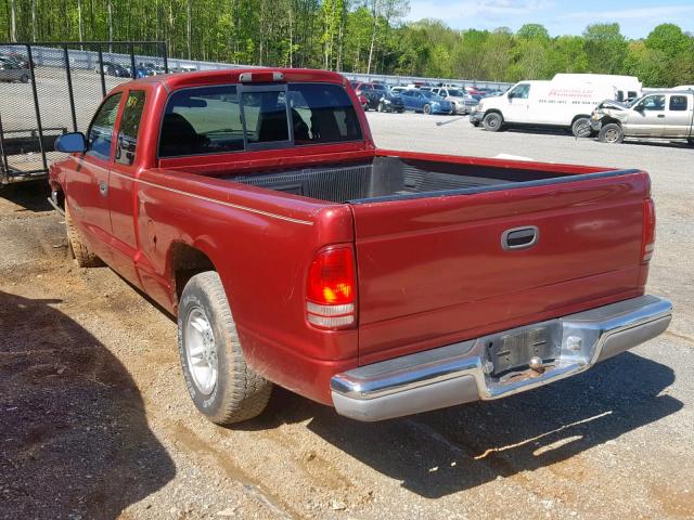 1B7GL22X2XS293247 - 1999 DODGE DAKOTA MAROON photo 3